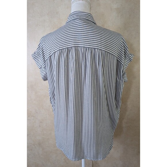 Madewell Gabriel Stripe Shirt Womens XXS Black White Button Up Short Sleeve - Picture 3 of 9